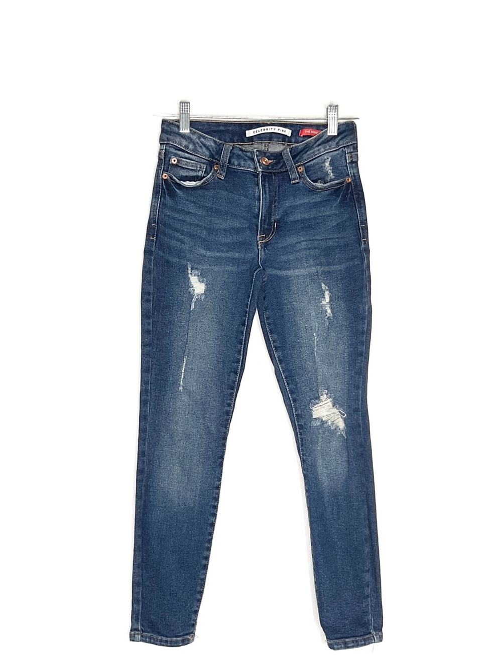 Celebrity Pink Dark Blue Distressed Skinny Jeans Girls Size  1/25